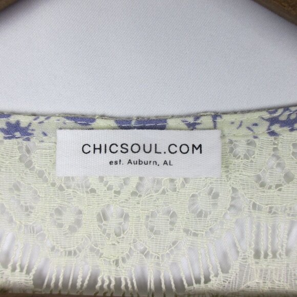 Chic Soul Top Blouse 1X Lace Floral Boho Peasant Flowy Cottagecore Coastal New - Picture 5 of 7